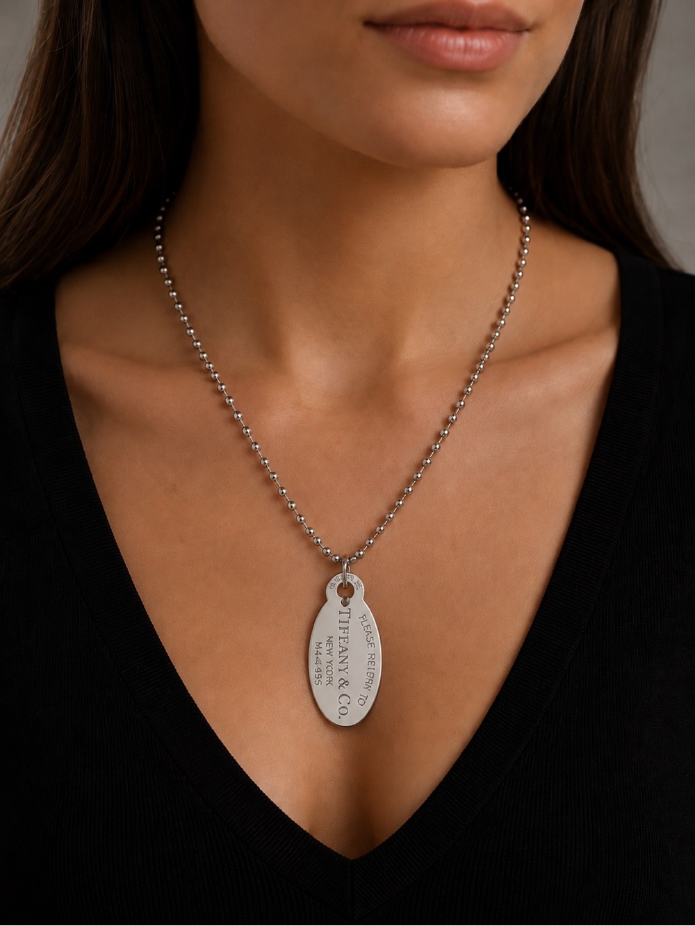 Tiffany & Co. Large Dog Tag on Ball Chain - Picture 2 of 4